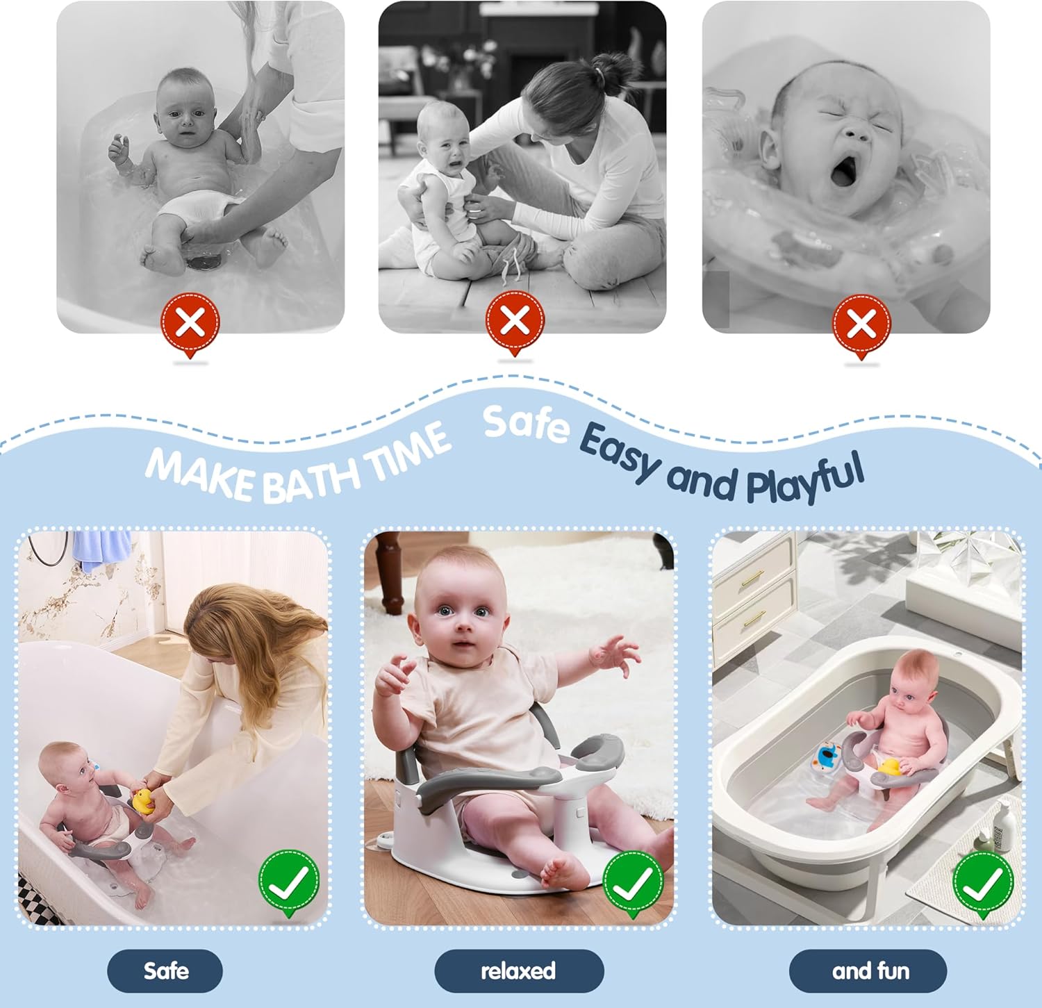 Thumbnail 4 de babove Baby Bath Seat for Babies 6 Months & Up with Thermometer Sticker – Safe Sit‑Up Chair in Grey