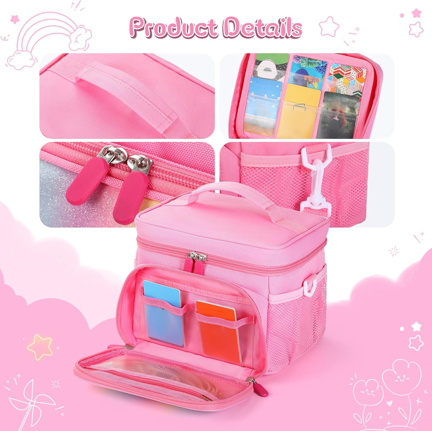 Detalle 2 de TATAVR Travel Carrying Case for Yoto Player 3rd Gen – Card Holder for 30 Cards, with Shoulder Strap (Pink)