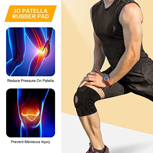 Detalle de ACWOO Tutore Ginocchio Open-Patella con Stabilizzatori Laterali – Ginocchiera Ortopedica in Neoprene, Regolabile per Sport