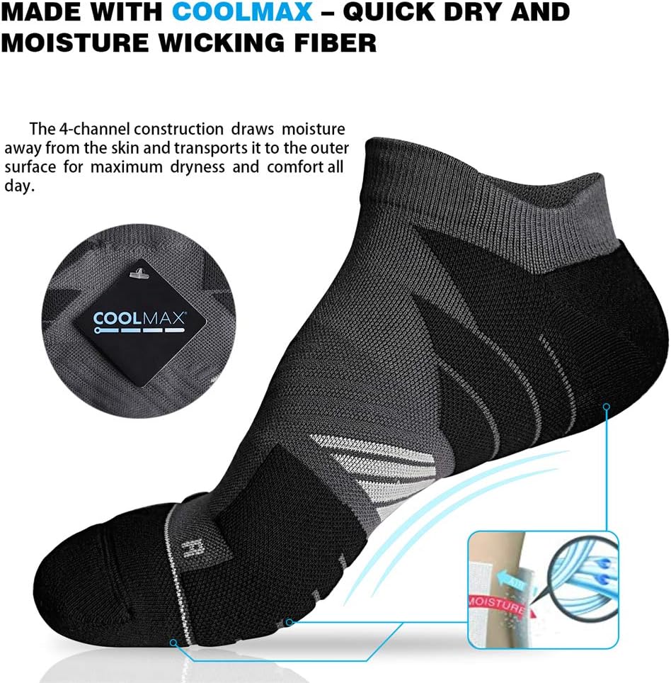 Detalle de Hylaea No Show Running Athletic Anti-Blister Socks with Wicking Coolmax and Seamless Toe