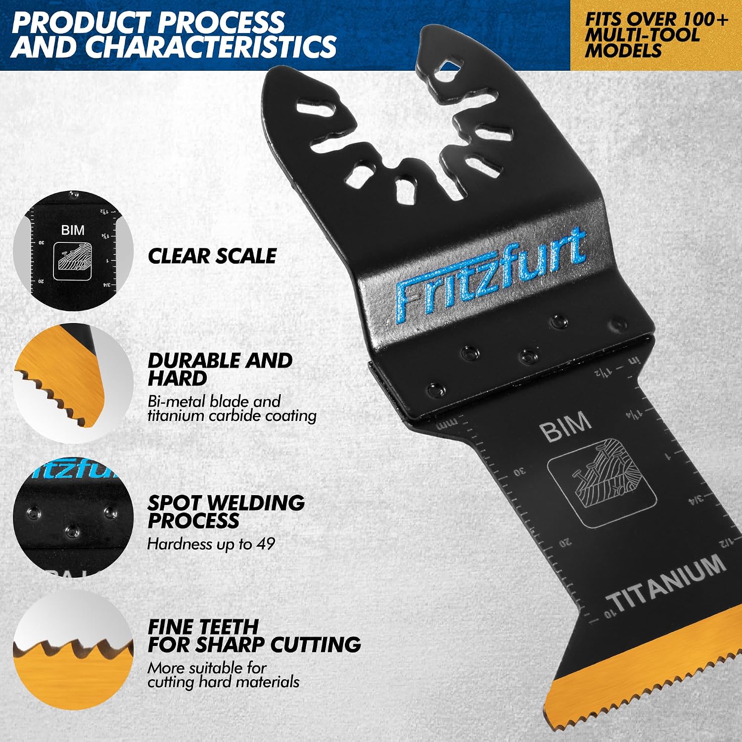 Detalle de FRITZFURT 3-Piece Oscillating Multi-Tool Blade Kit with Carbide and Titanium Blades