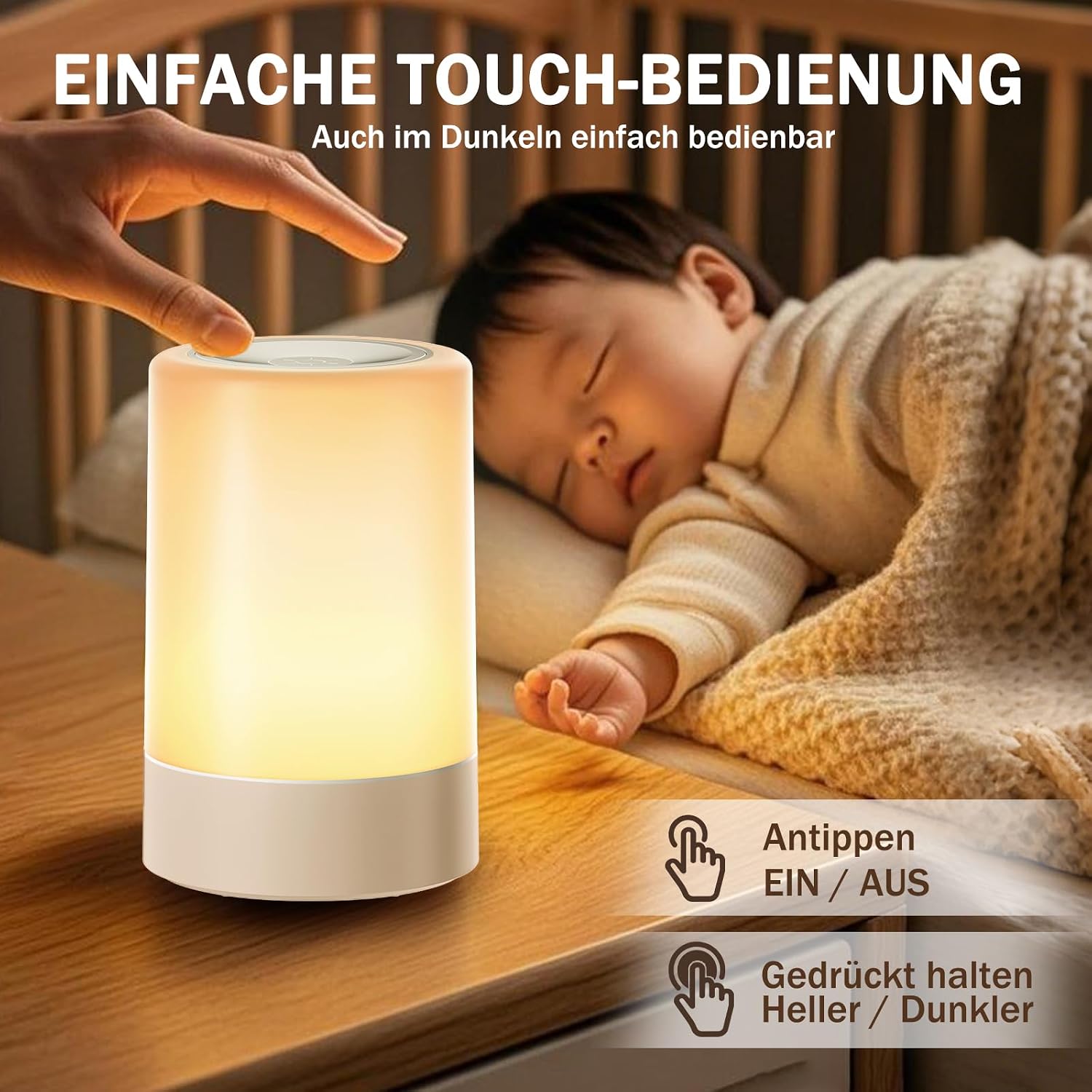 Thumbnail 3 de G Keni LED Nachttischlampe Kinder Touch Control dimmbar nachtlicht Baby akku stilllicht nachtlampe USB Wiederaufladbar Lampe (Warmes Hell) [Energieklasse A]
G Keni LED Nachttischlampe Kinder Touch Control dim…
