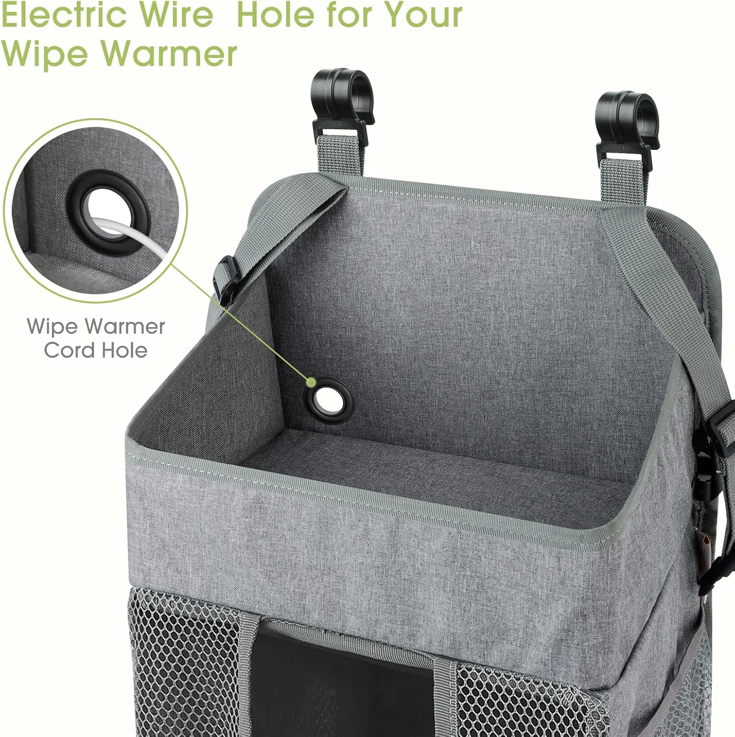 Detalle 2 de Maliton HDB003-GREY Hanging Diaper Organizer, 2-Tier with 4 Mesh Pockets