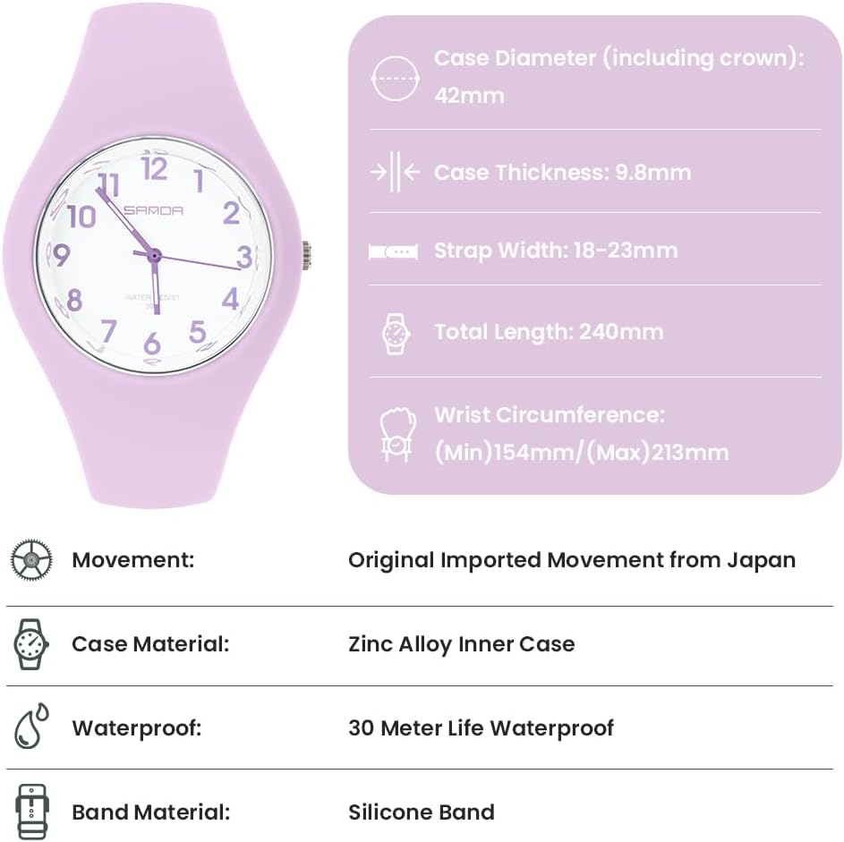 Detalle 2 de AOOSU Montre Femme Silicone Grand Cadran