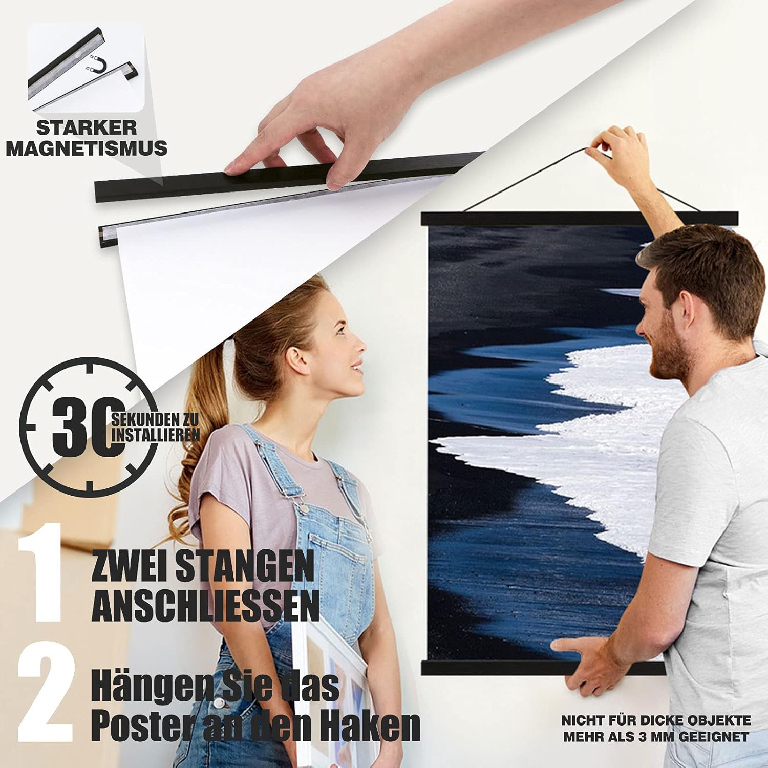 Thumbnail 3 de Sanauto B2 Posterleiste Posterschiene – 50 cm, Schwarz