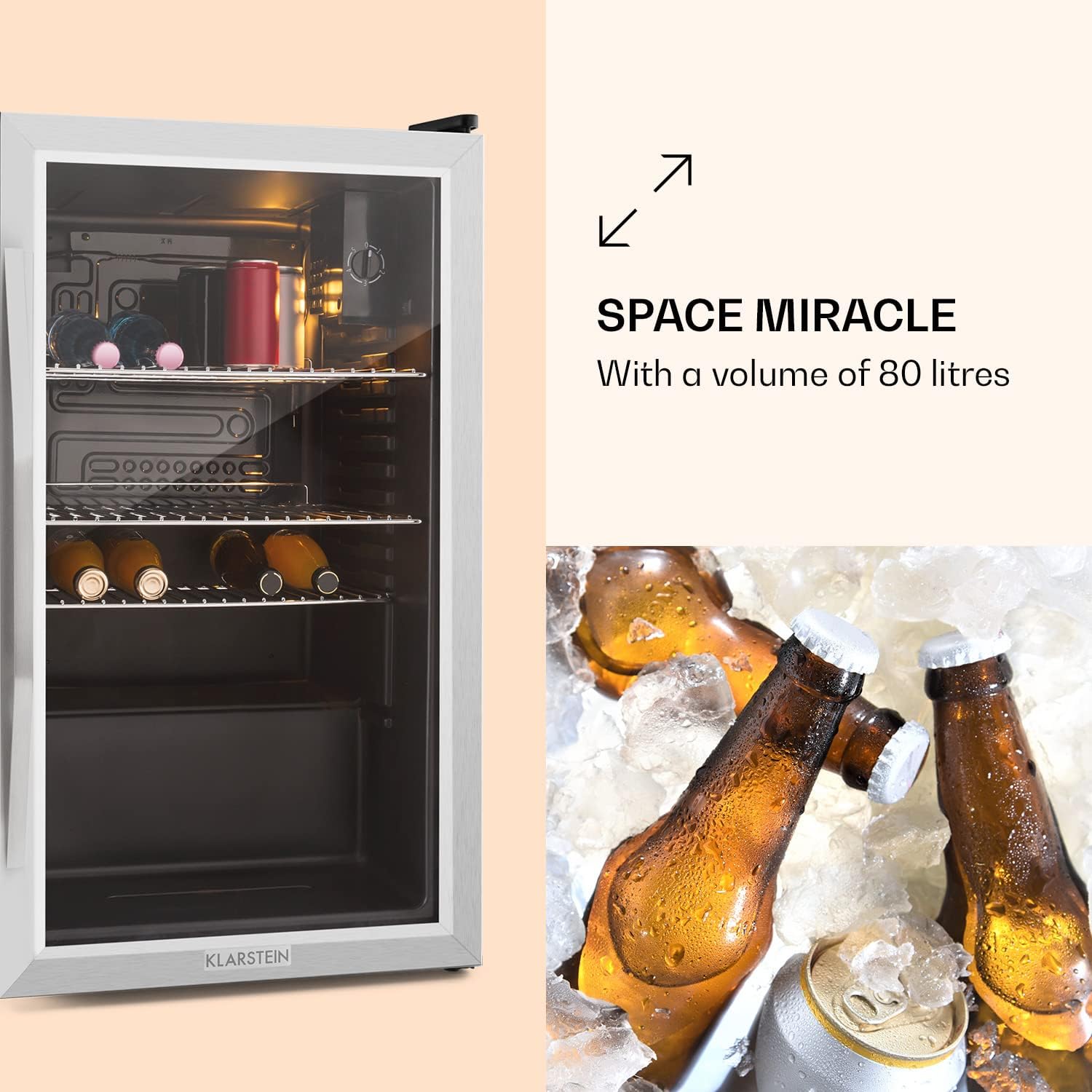 Detalle 2 de Klarstein US-10027673 Beersafe 80 L Drinks Fridge with Glass Door