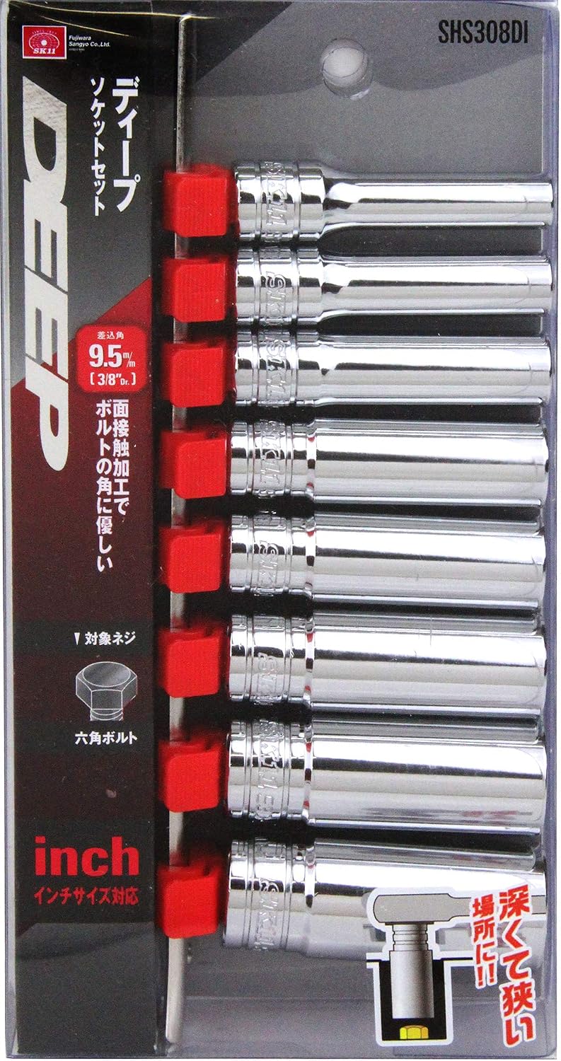 Thumbnail 1 de SK11 SHS308DI ディープソケットセット 差込角9.5mm・インチ六角ボルト用