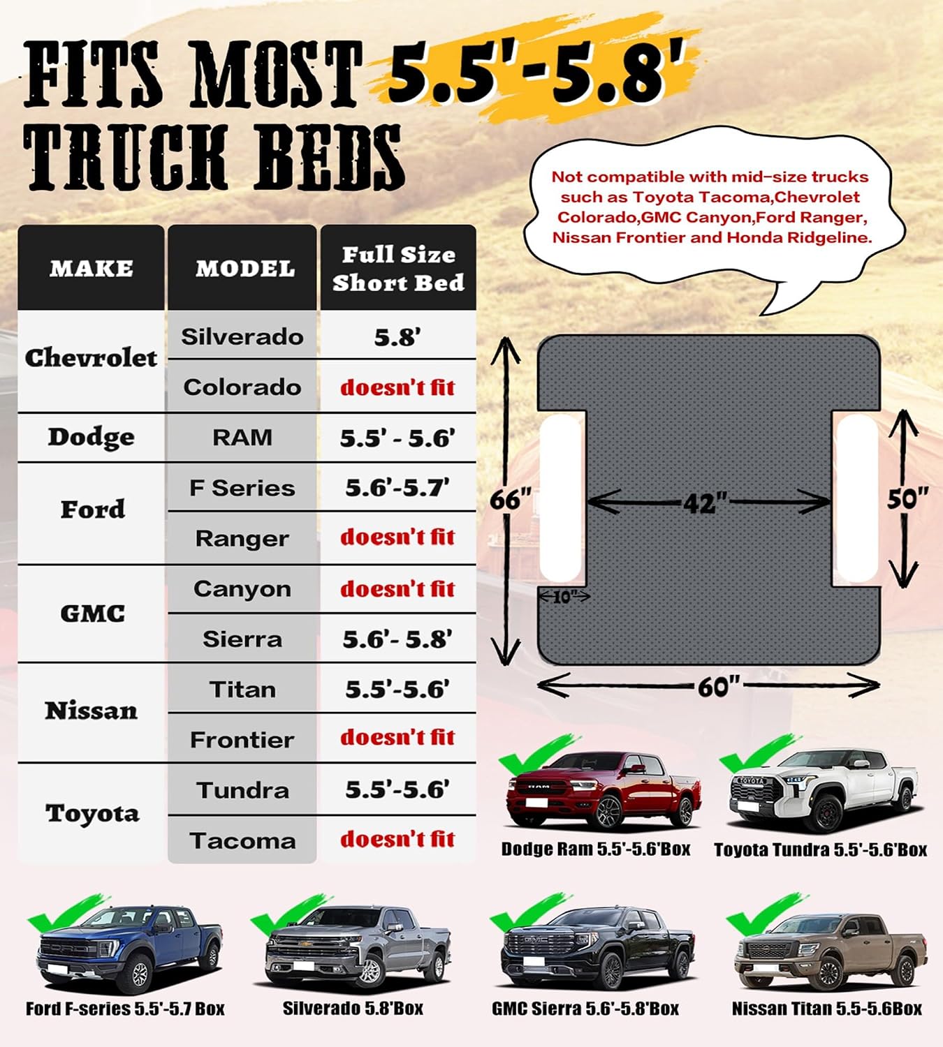 Detalle 2 de Umbrauto Truck Bed Air Mattress, 5.5–5.8-Foot Fit