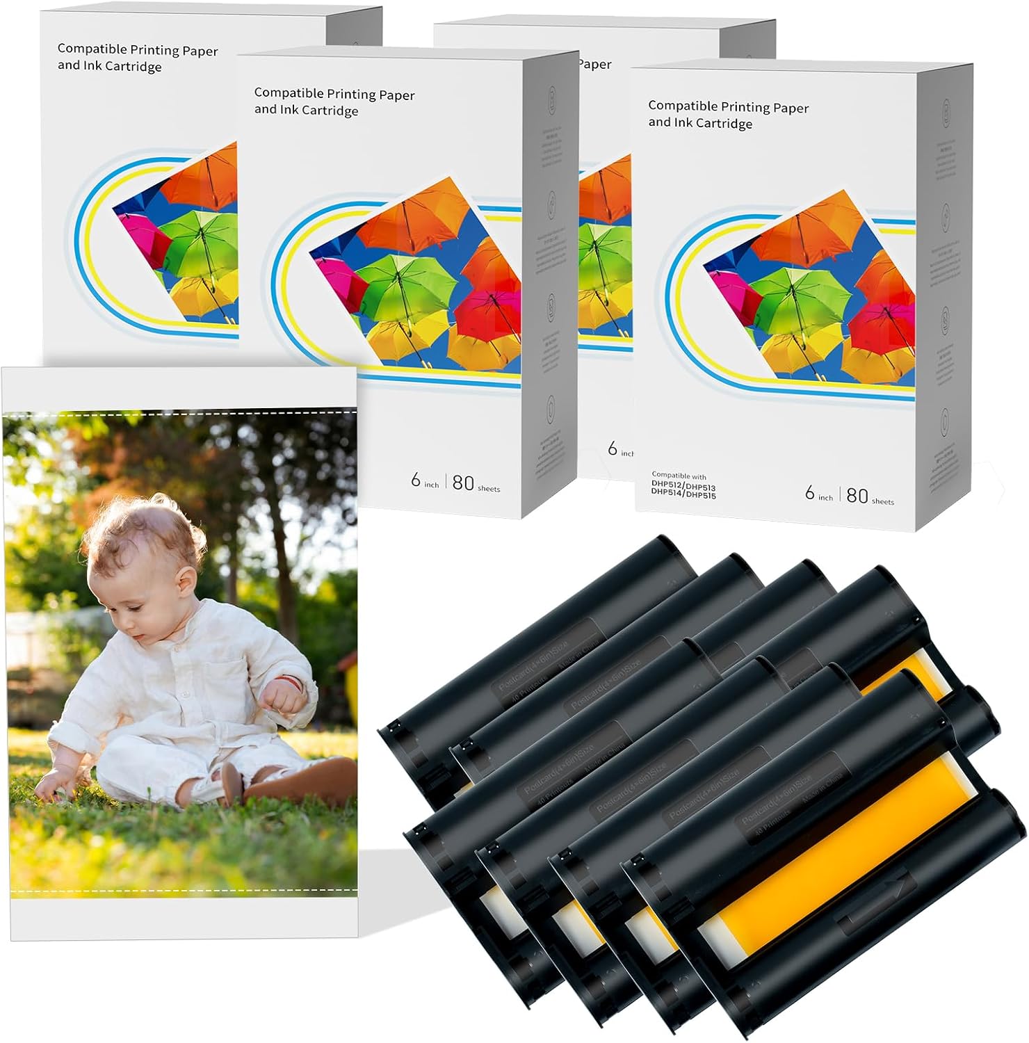 Detalle de COLORTY 4 x 6-Inch Photo Paper and Ink Refill, 320 Sheets, 8 Cartridges
