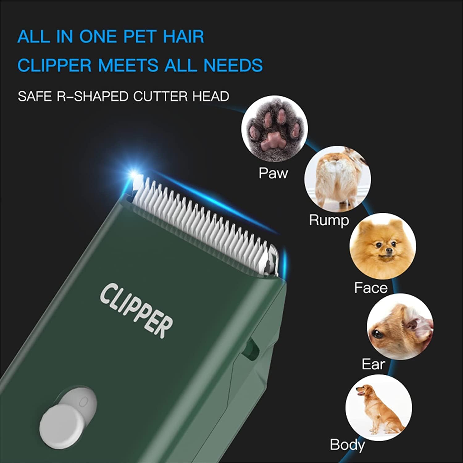 Detalle 2 de Professional Dog Clipper & Cat Grooming Clippers with detachable ceramic blades and USB rechargeable battery