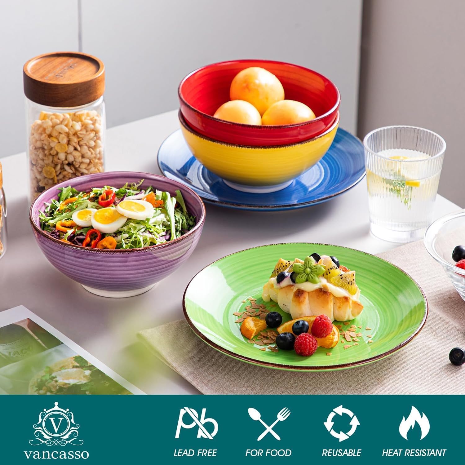 Thumbnail 3 de Vancasso Bonita 24-Piece Multicolor Stoneware Dinnerware Set for 6