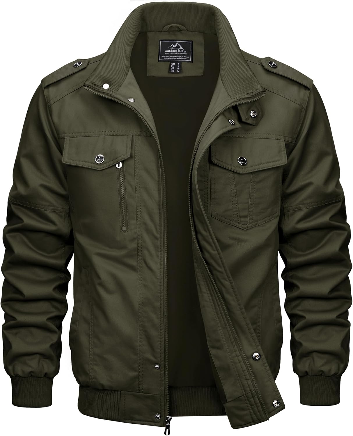 Detalle de MAGCOMSEN Übergangsjacke Herren aus Baumwolle mit Stehkragen und Multi-Taschen