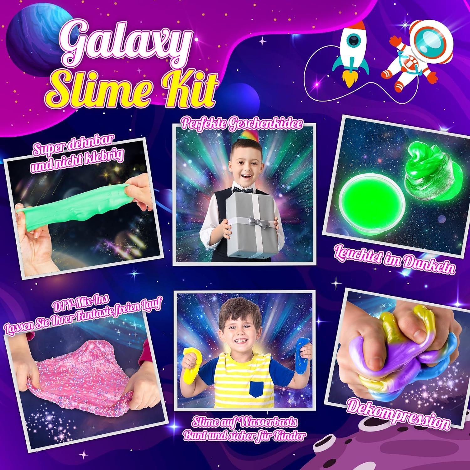 Detalle de iKidiki Galaxy Schleim DIY Set – Kreatives Slime-Spielzeug für Kinder von 6–12 Jahren