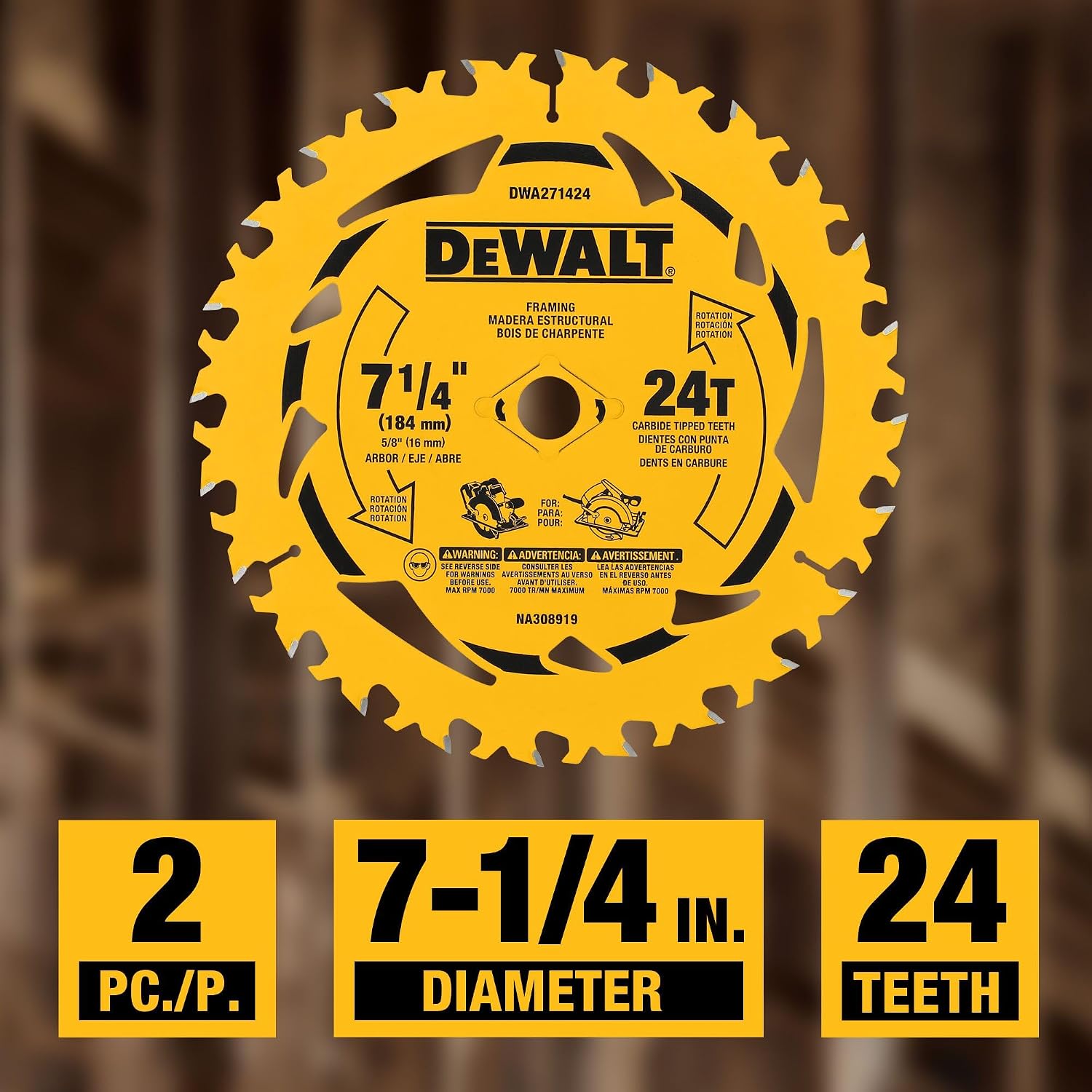 Detalle de DEWALT Circular Saw Blade 7-1/4 Inch