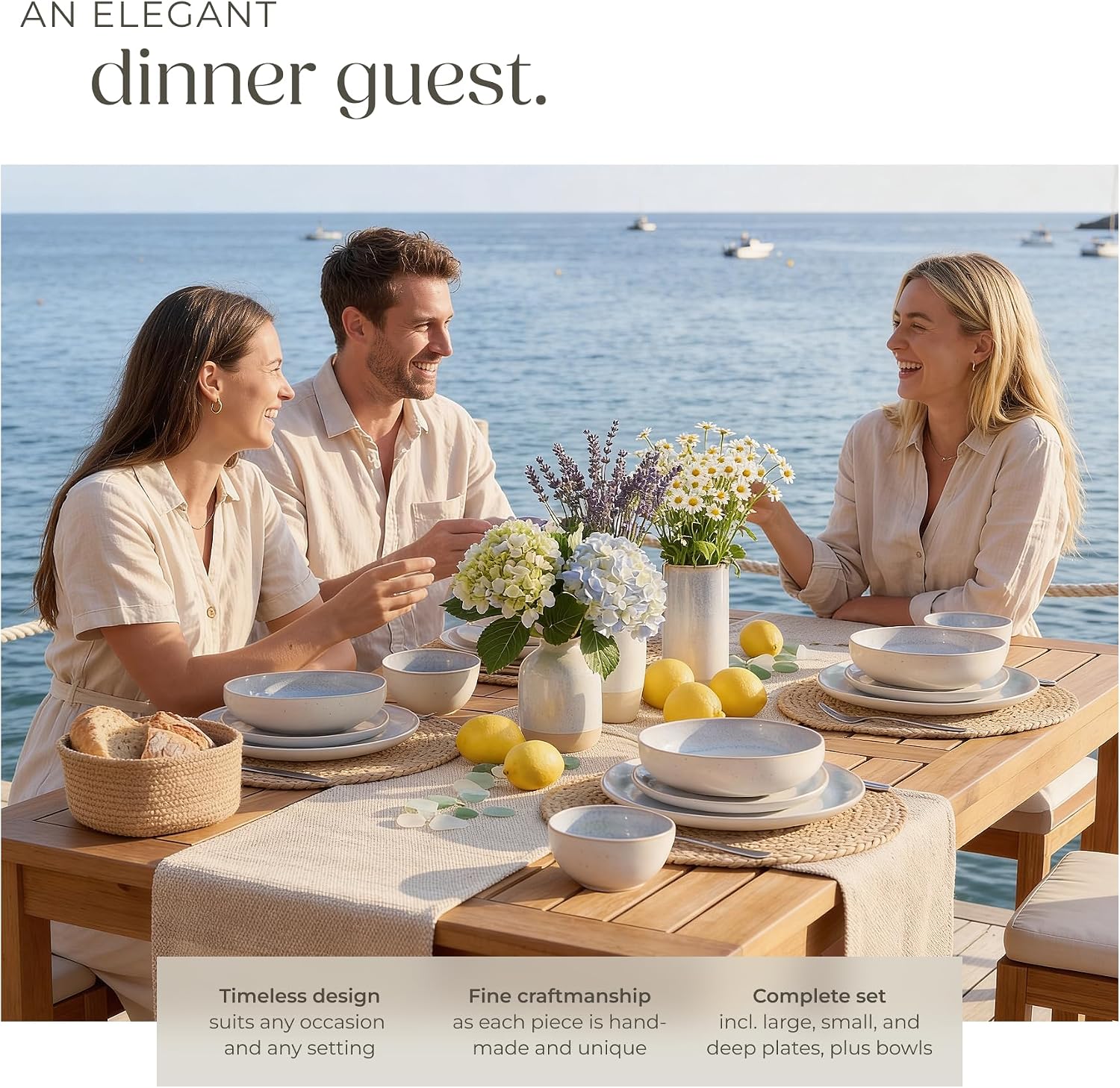 Detalle de tectake Mare 406211 servisset i glaserat lergods, 24 delar för 6 personer
