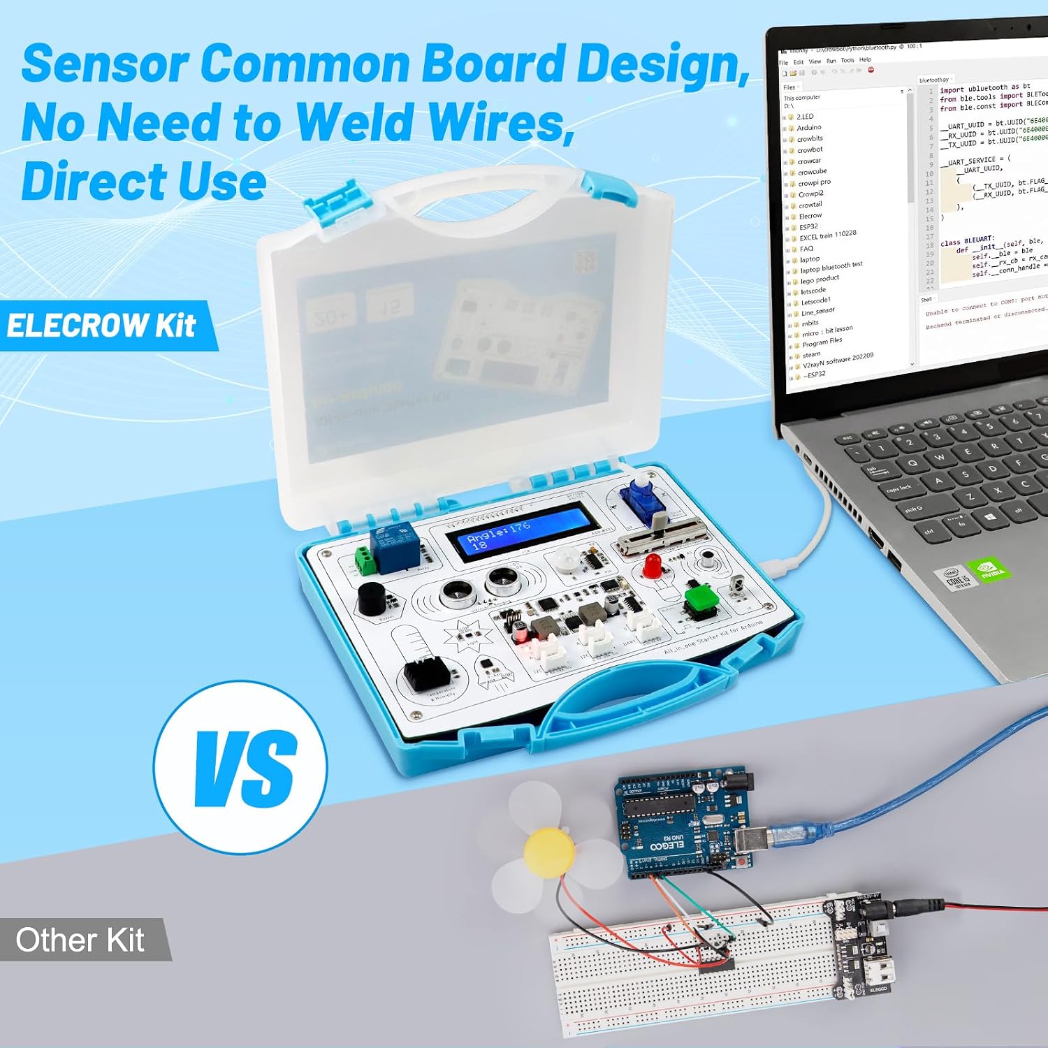 Detalle de ELECROW All-in-one Starter Common Board Kit for Arduino with 15 Sensors and 21 Lessons