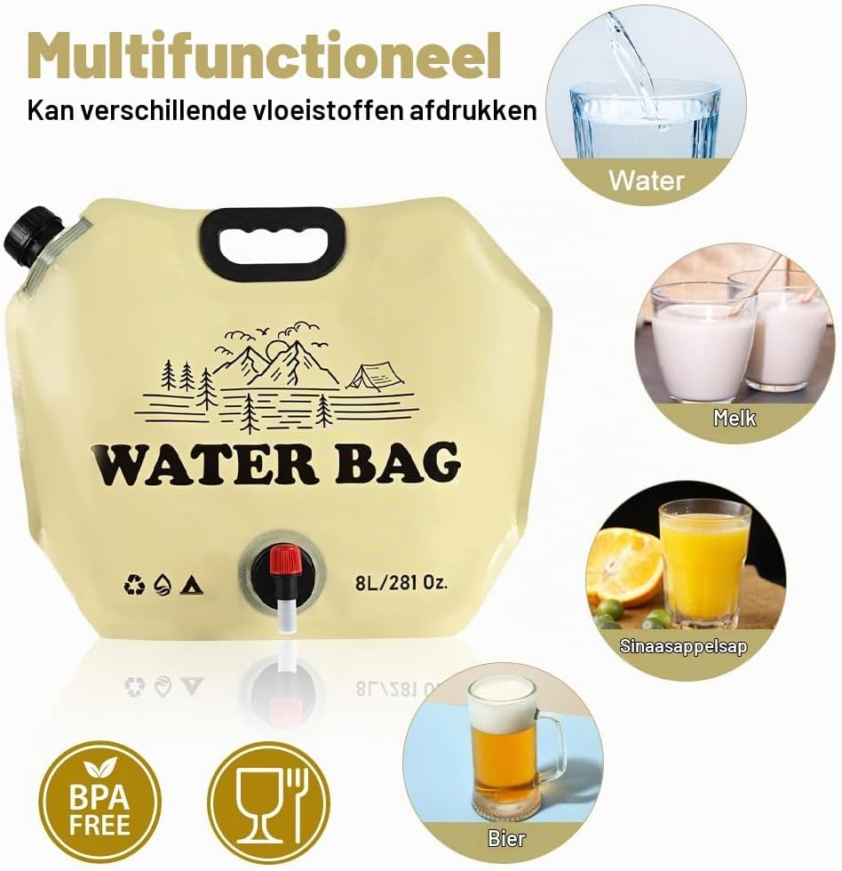 Detalle de mizikuu opvouwbare watercontainers, set van 4, 8 liter, BPA-vrij