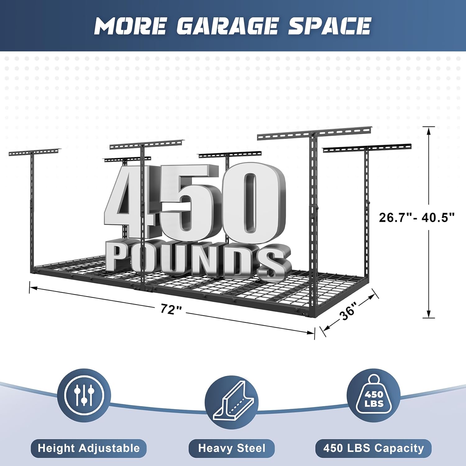 Detalle 2 de Jusgym 3x6FT Overhead Garage Rack 450 lbs ๐
