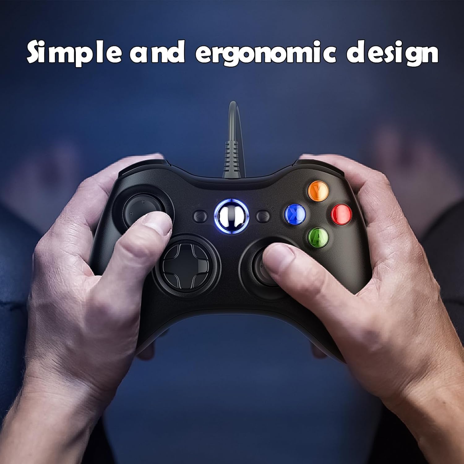 Detalle de Dinosoo 10ft Wired Xbox 360/PC Controller (2 Pack) with Upgraded Joystick, Dual Vibration, and 2.5mm Audio Jack