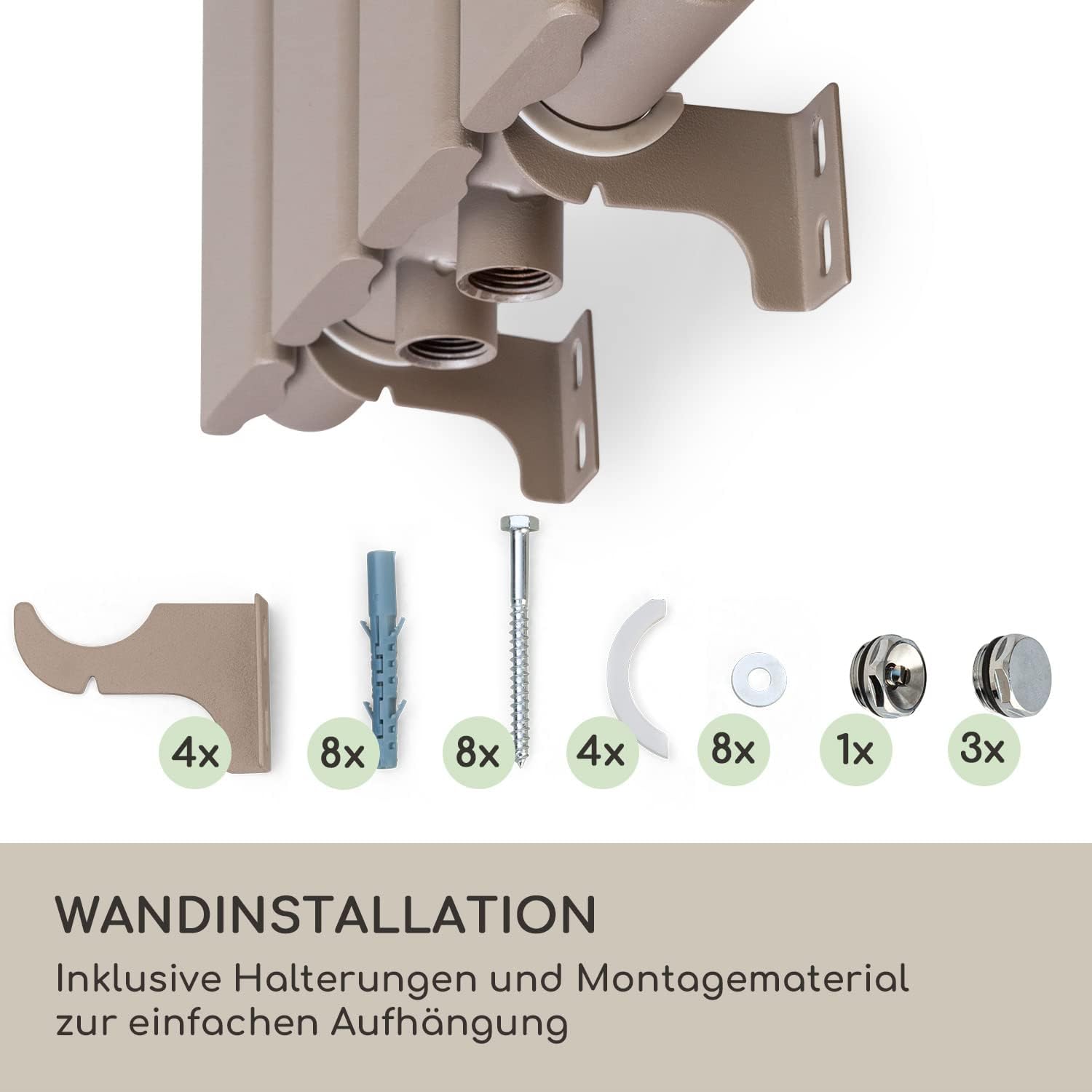 Detalle de blumfeldt HTR5-Ont120x30-sand verticale warmwaterradiator 380 W, zandkleur