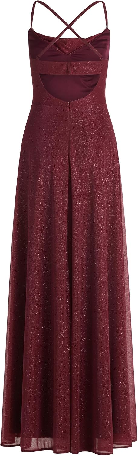 Detalle de Robe de soirée Vera Mont à encolure bénitier – élégance fluide et scintillante