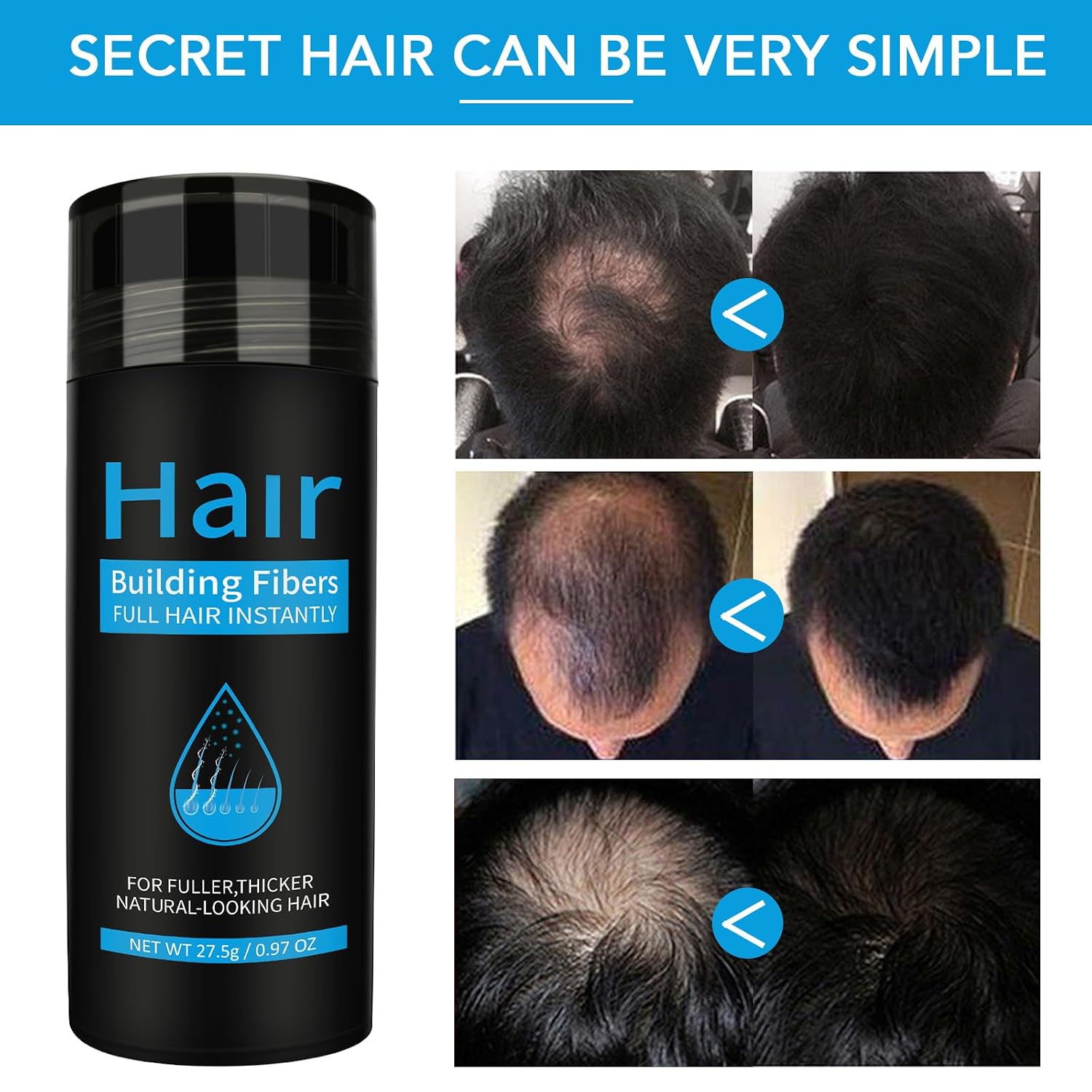 Detalle 2 de Haarpulver Schwarz 27,5G für Haarverdichtung
