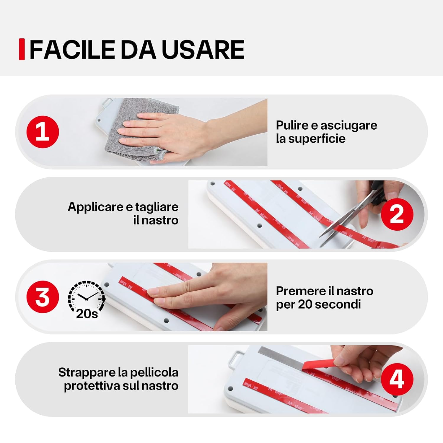 Thumbnail 5 de FIXCHORD 3M Nastro Biadesivo Extra Forte per strisce LED da esterno, nero