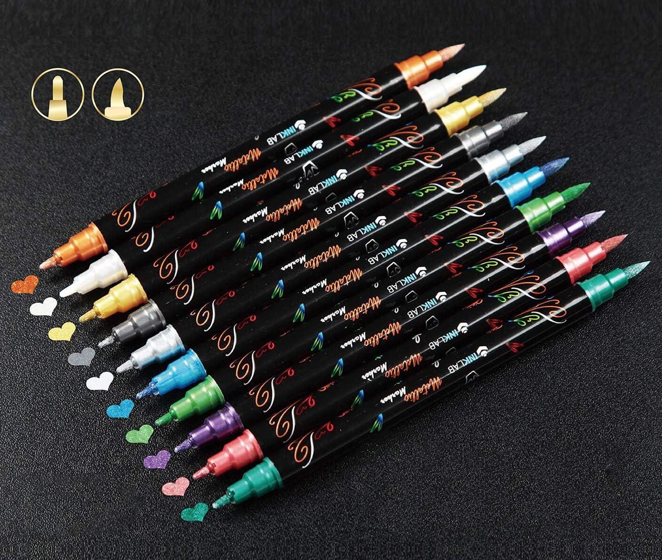 Thumbnail 1 de INK LAB Marqueurs Métalliques 24 Couleurs – Stylos à Encre Métallique pour Arts et Bricolage