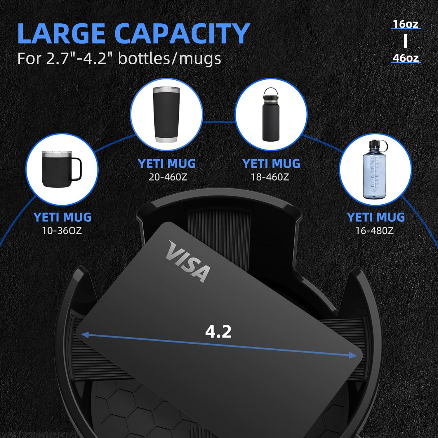 Thumbnail 1 de DYLEN Car Cup Holder Expander with phone organiser – fits large bottles and tumblers