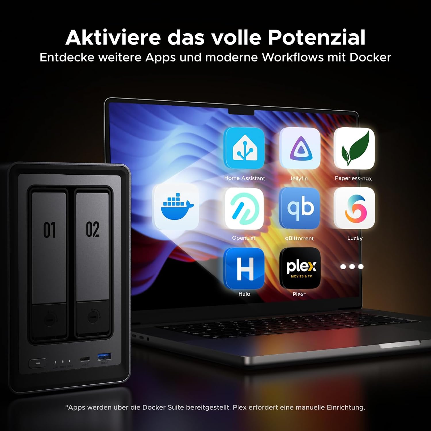 Detalle de UGREEN NASync DXP2800: 2-Bay Desktop-NAS mit Intel N100 – Speicher lokal verwalten und sichern