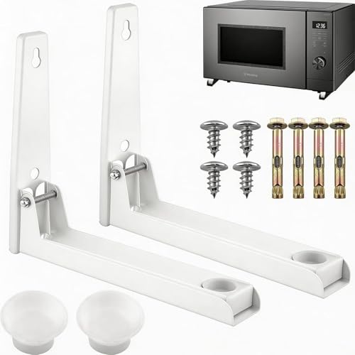 Detalle de LINLINOI 2 piezas: Soporte de pared para microondas ajustable en acero inoxidable