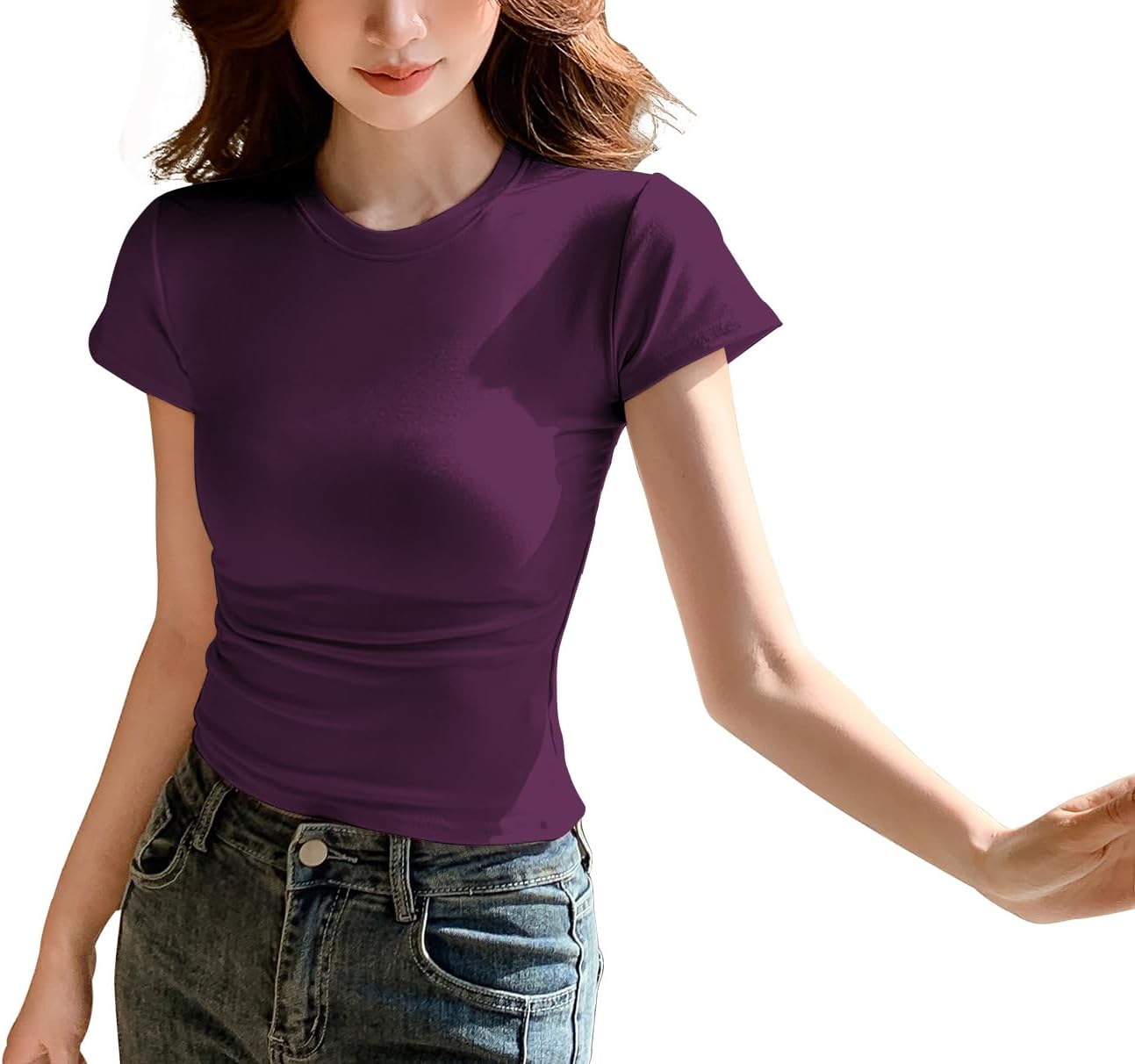 Detalle de JEROZIYANT Women's Basic Crop T-Shirt