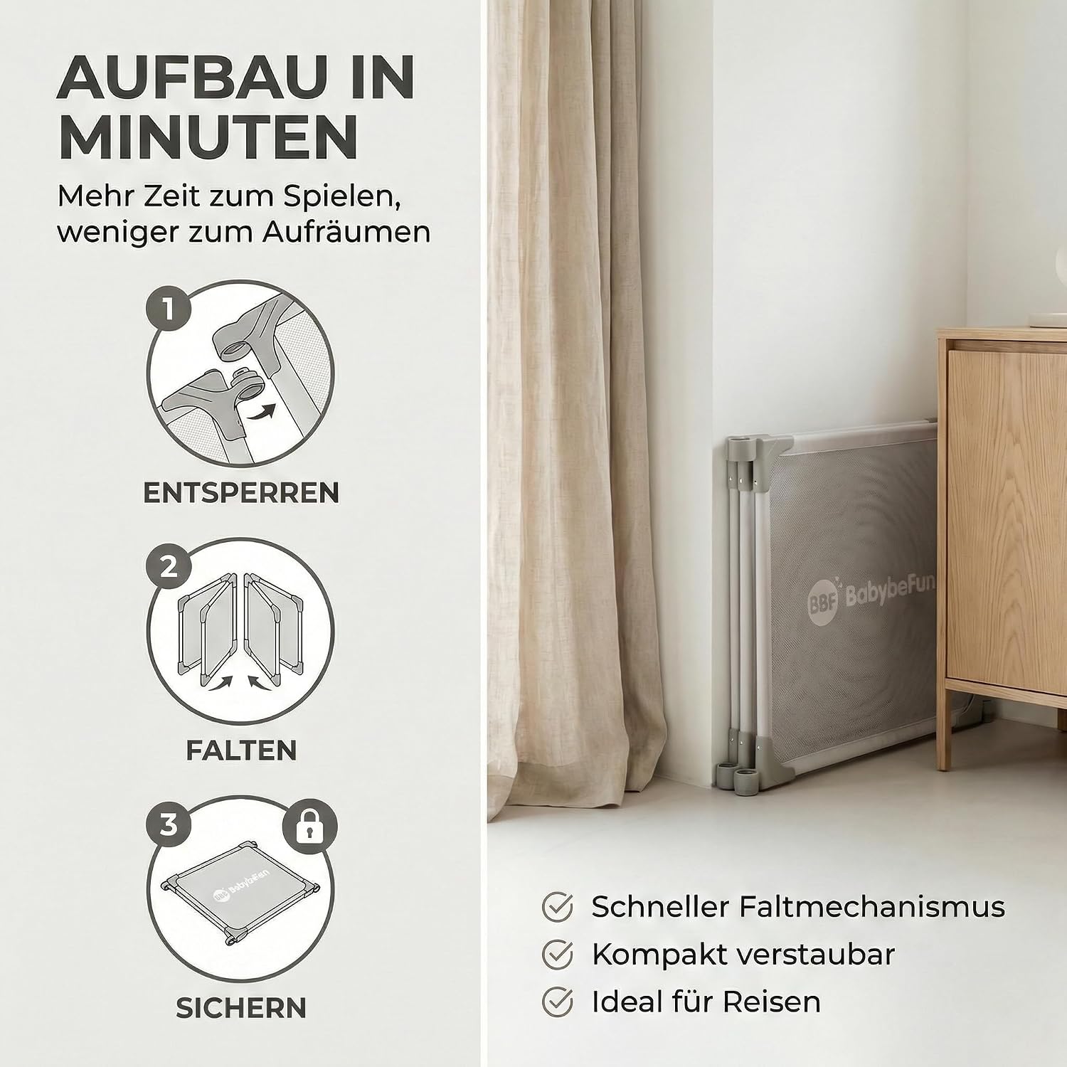 Thumbnail 6 de BabybeFun Laufstall Baby – 6-teilig & erweiterbar