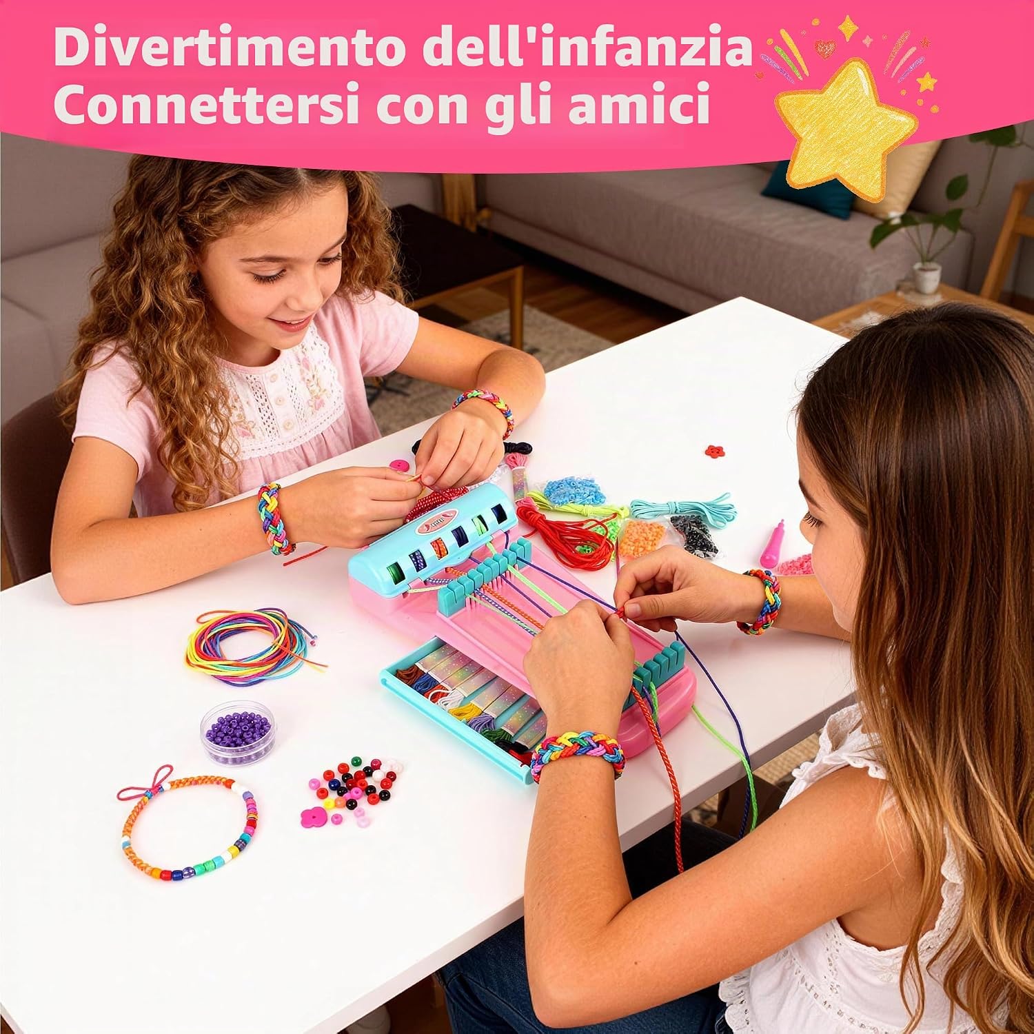 Detalle 2 de Kit artigianale per braccialetti dell'amicizia 3 in 1 – creatività per bambini 6–12 anni