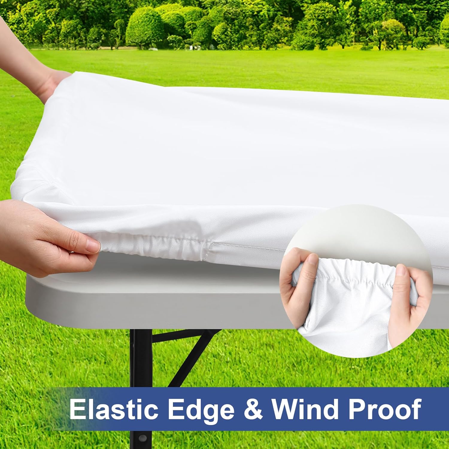 Thumbnail 1 de homing Rectangle Table Cloth Cover (Waterproof Elastic Fitted), 30" x 72" for 6 Foot Folding Tables