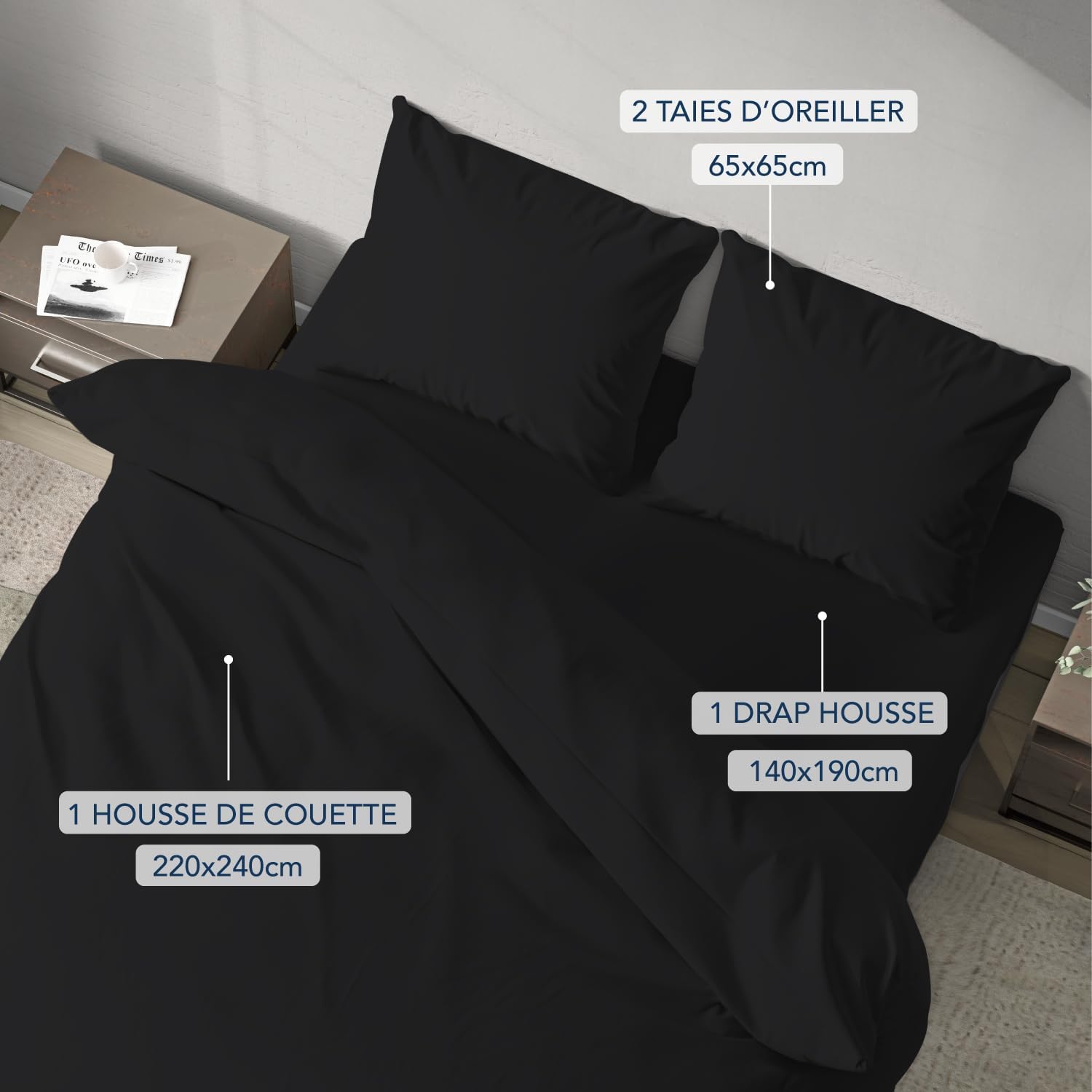 Detalle 2 de Dreamzie Parure de Lit 240x220 100 Fils