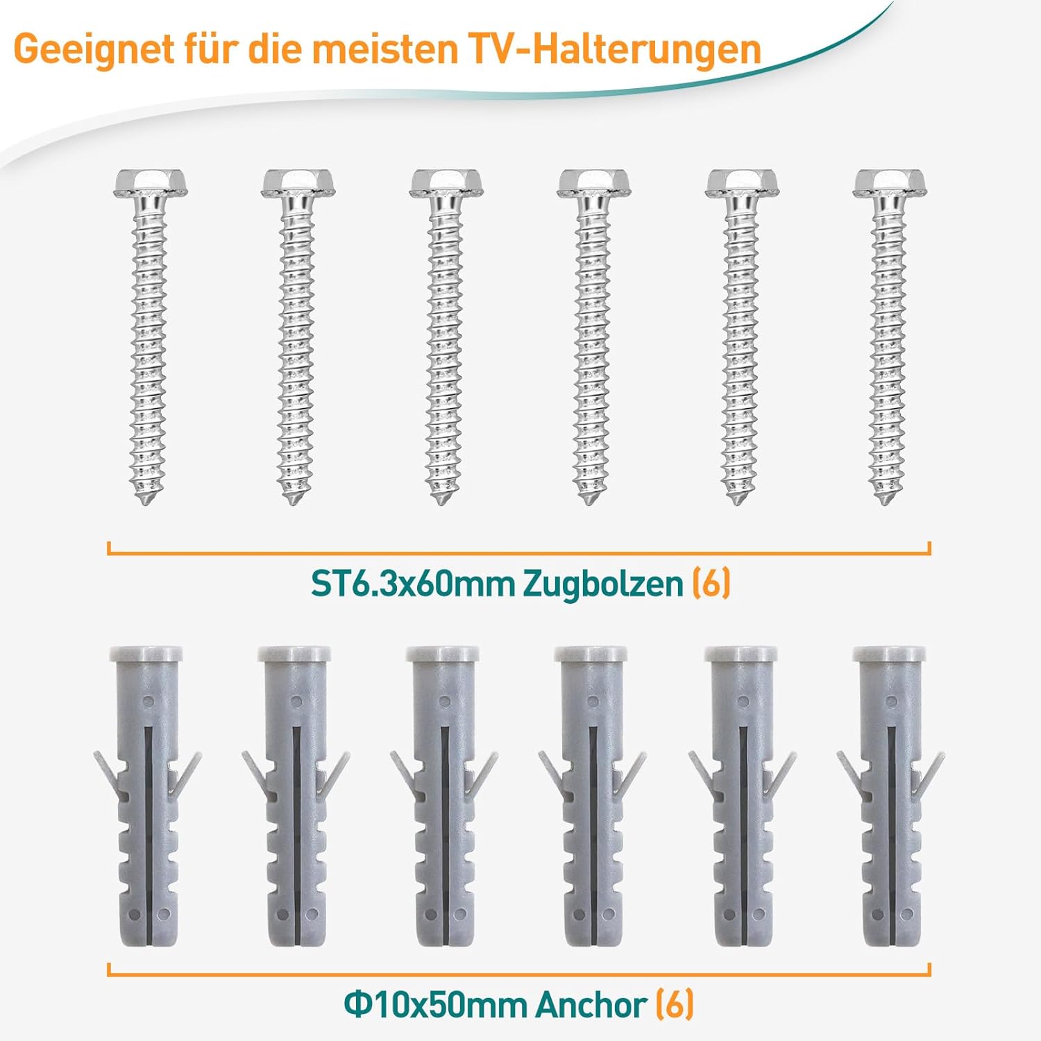 Detalle 2 de Kit ELIVED EV034 vis M6 x 60 mm et chevilles pour support mural TV (murs en béton et poutres en bois)