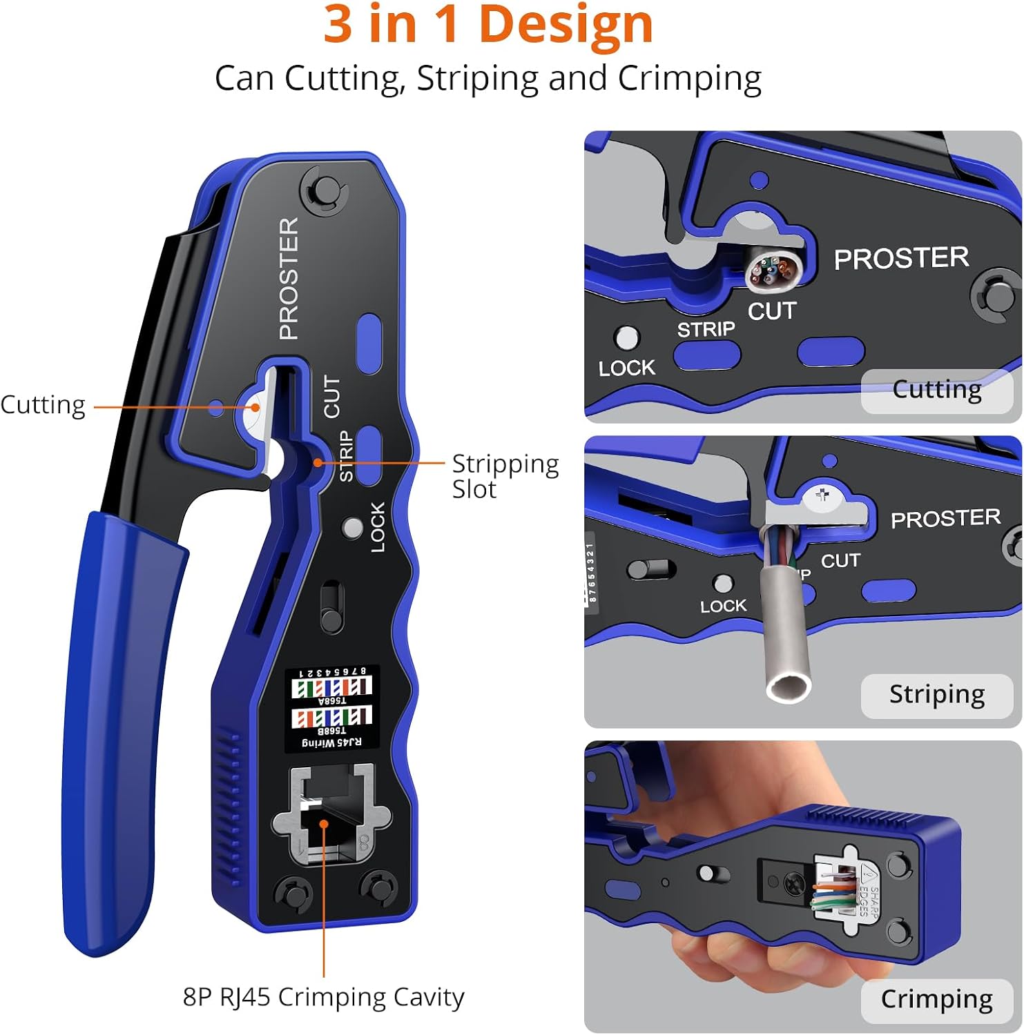 Detalle 2 de Proster RJ45 Crimp Tool Set with 50 CAT6 connectors ðŸ›