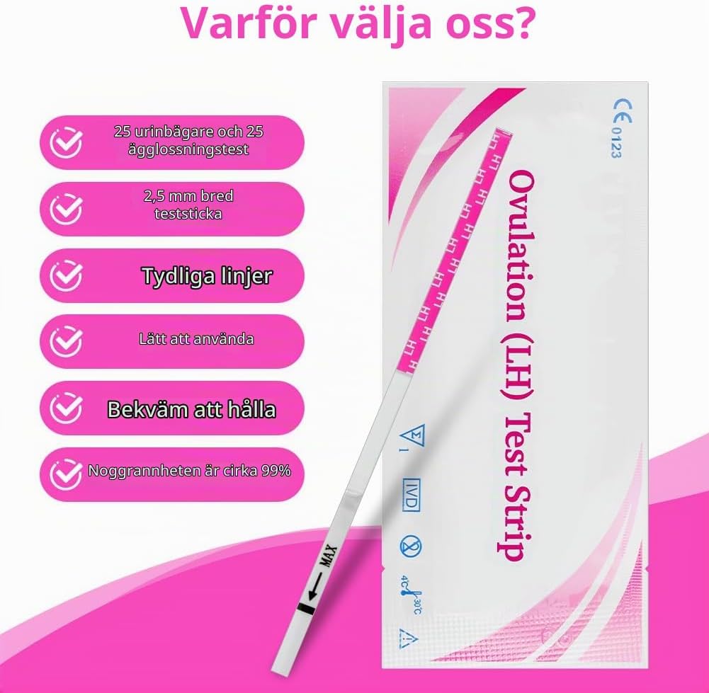 Detalle 2 de Beugo ägglossningstestremsor, 25-pack med urinkoppar, 25 mIU/ml