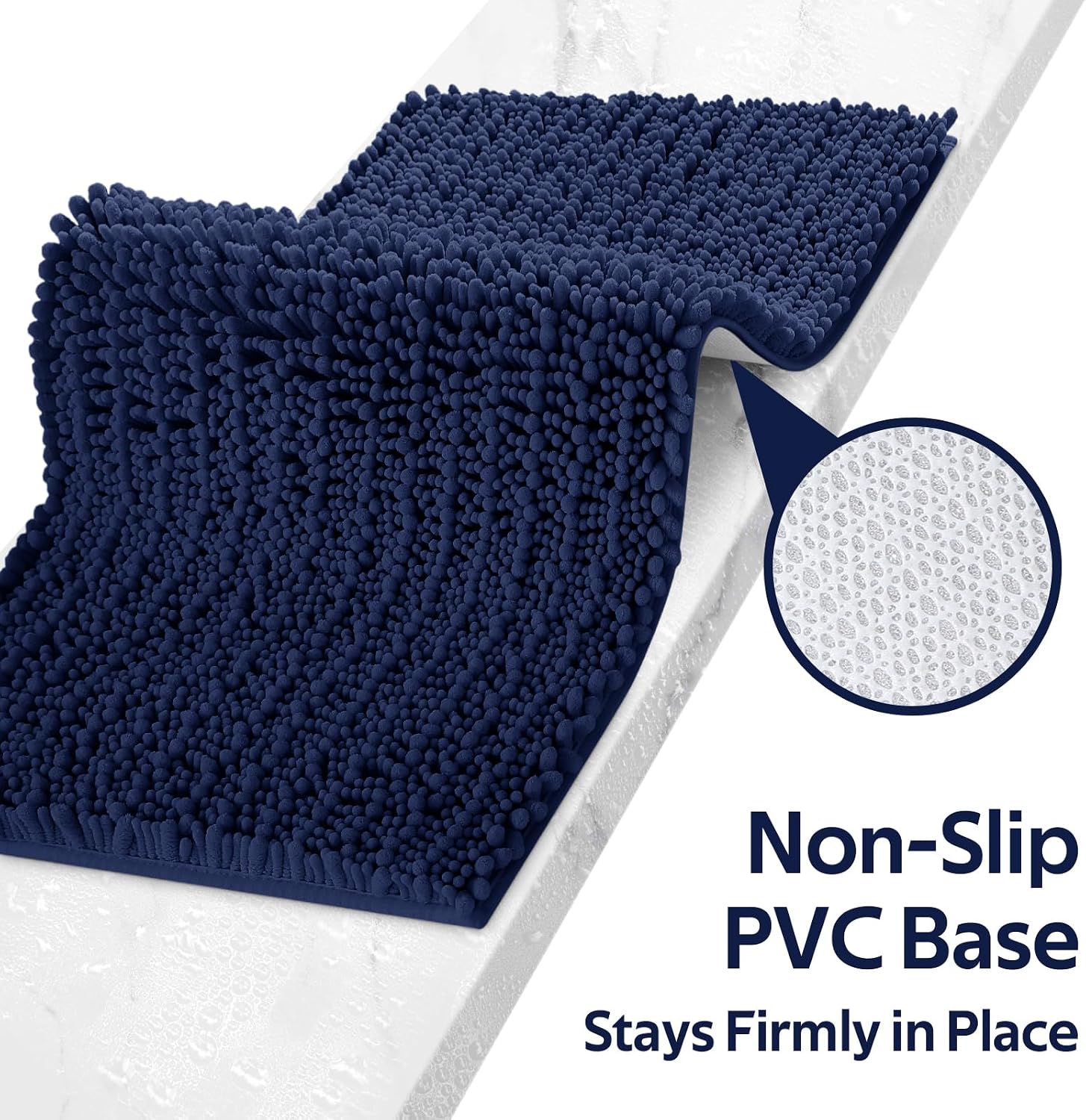 Thumbnail 4 de ACCUMTEK Upgrade Extra Large Navy Blue 3-Piece Bath Rug Set