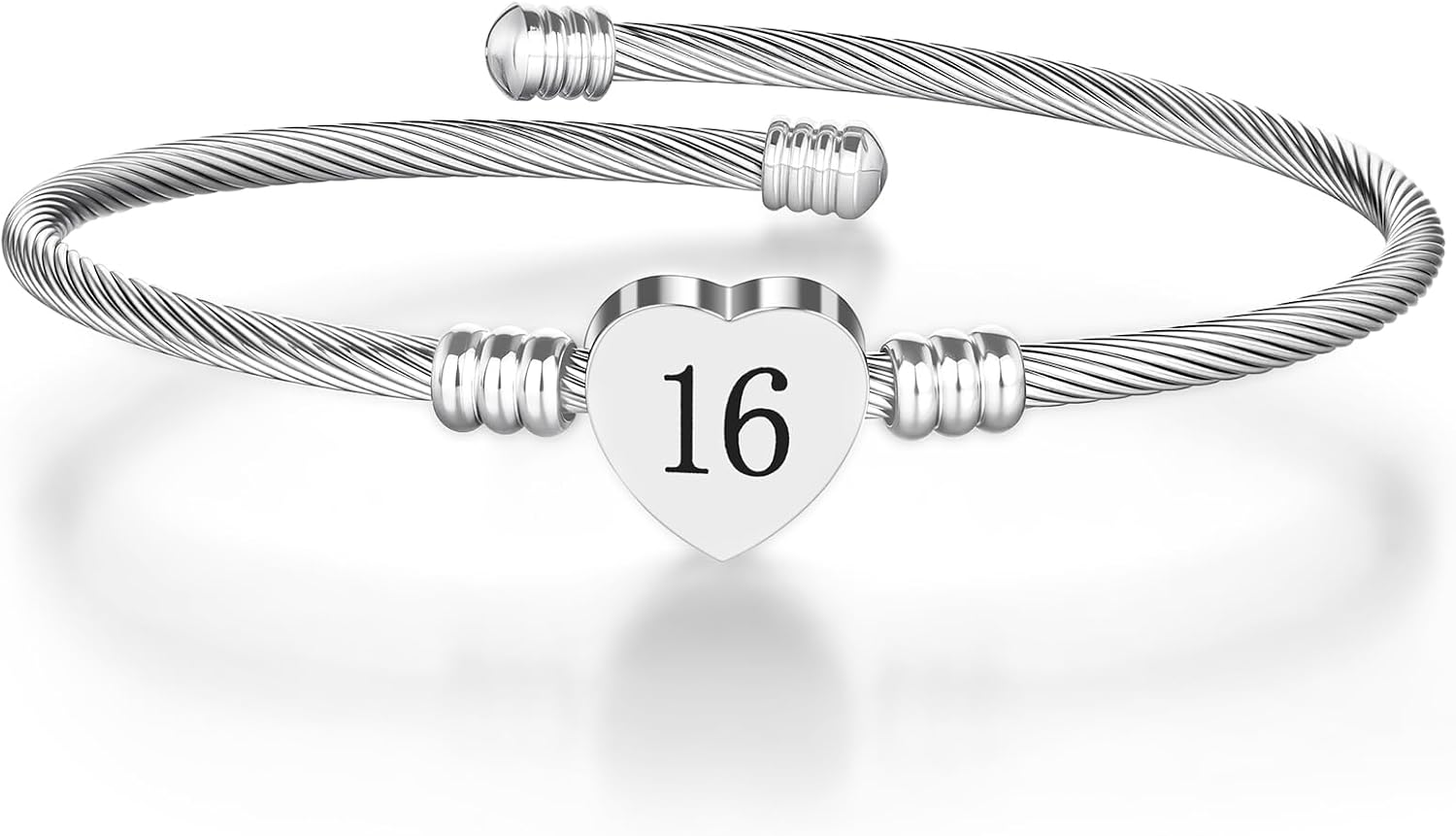 Detalle de AOOSU Bracciale Argento Cuore Donna