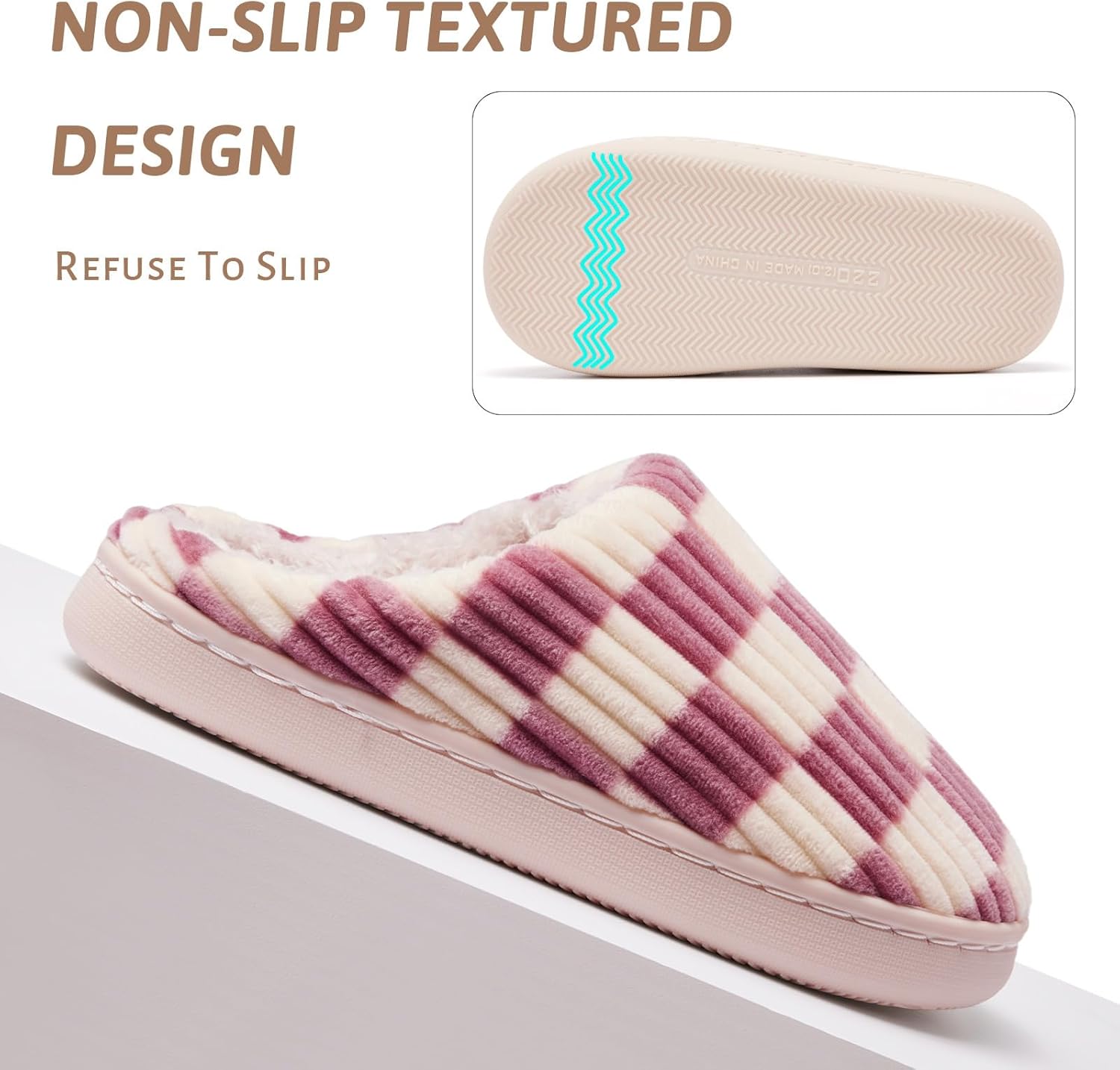 Thumbnail 5 de Guyarns Kids Slippers for Boys and Girls - Plush Lined Memory Foam Checkered Slippers with Non-Slip Sole