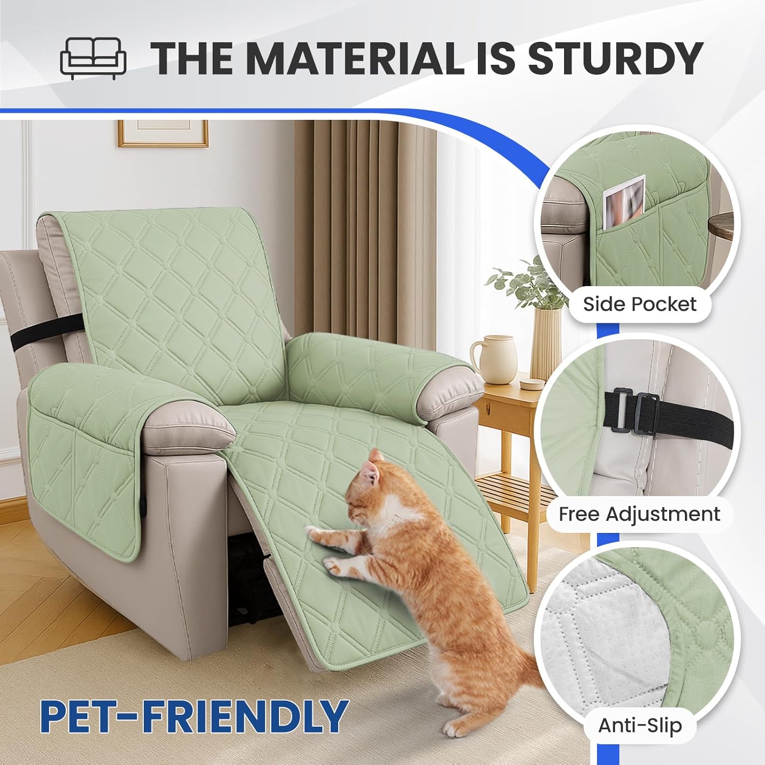 Thumbnail 4 de Ystyle housse 100% étanche pour fauteuil relax inclinable électrique, vert menthe