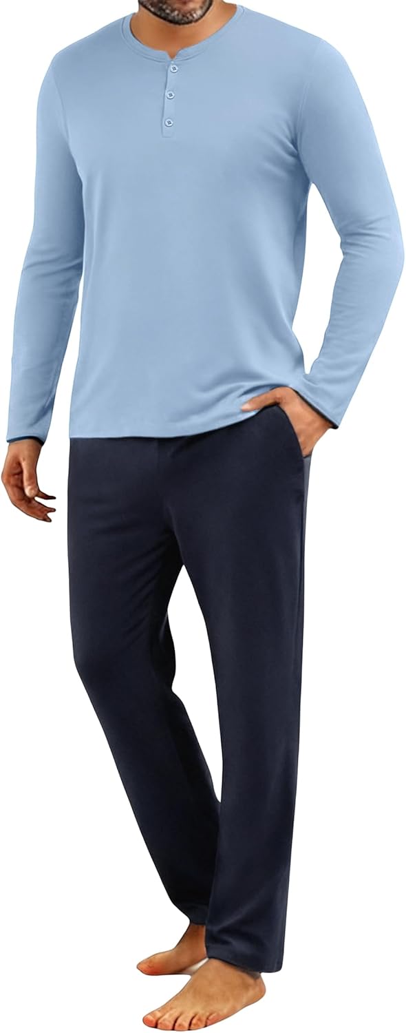 Thumbnail 6 de Uniexcosm Pyjama Homme Hiver en Coton – Ensemble 2 pièces à boutons