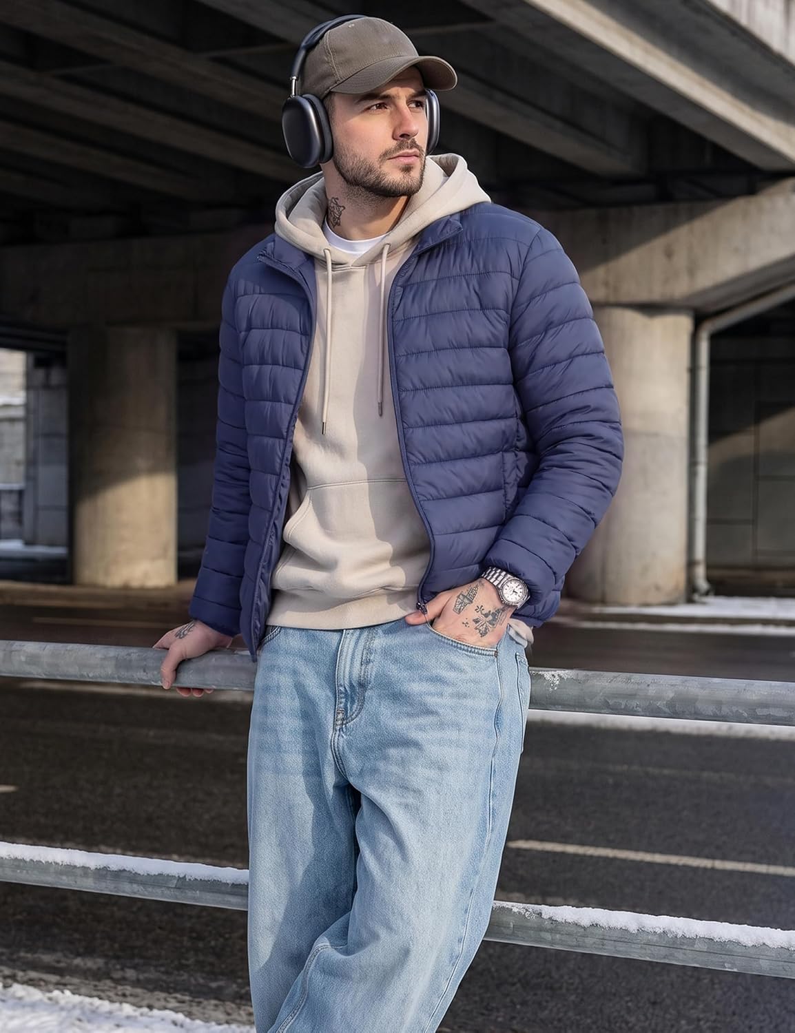 Detalle de MAGCOMSEN Men's Lightweight Insulated Puffer Jacket, Waterproof and Windproof