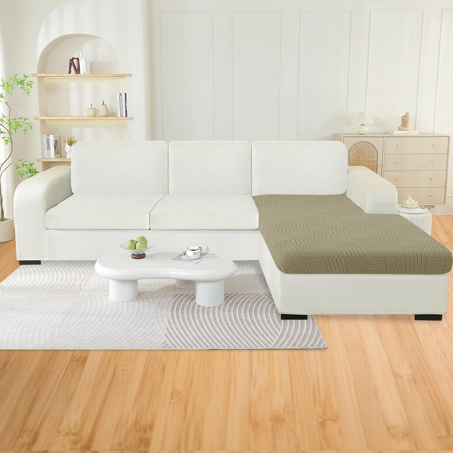 Thumbnail 1 de Ystyle Copriseduta Divano Elasticizzato: copricuscini universale lavabile con fondina antiscivolo (Chaiselongue, Cachi)