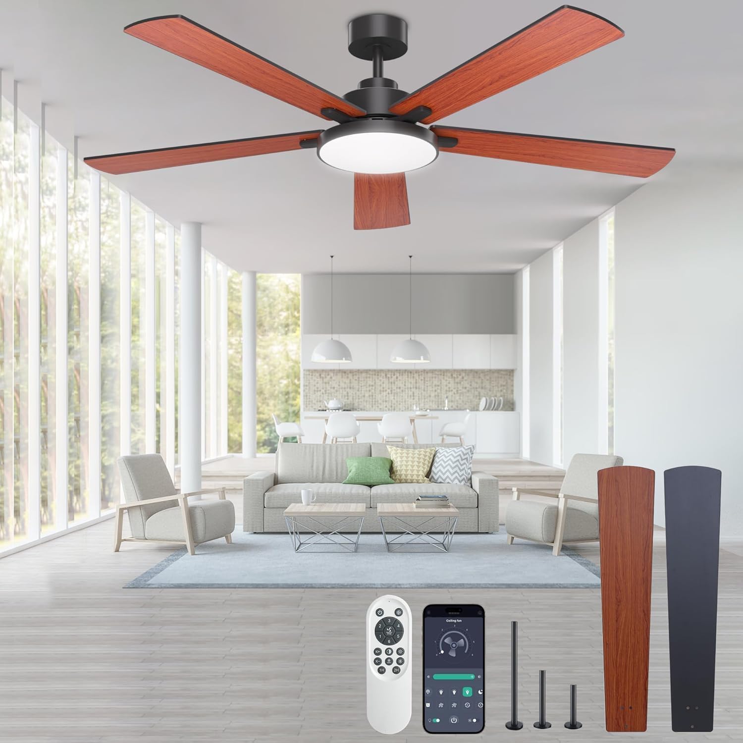 Thumbnail 5 de Ceiling Fan with Light, 52-Inch