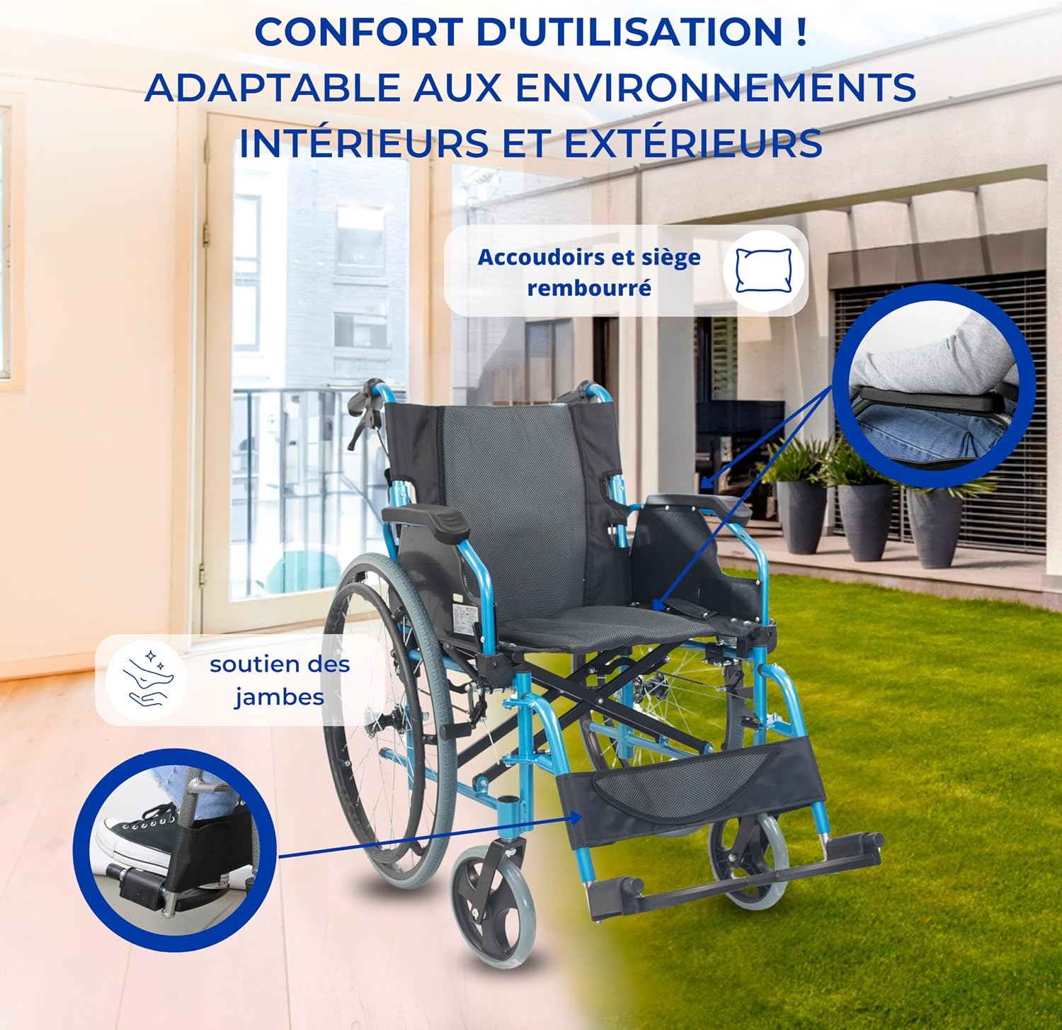 Thumbnail 4 de Mobiclinic®, Bolonia – Fauteuil roulant pliant et léger en aluminium, dossier divisible