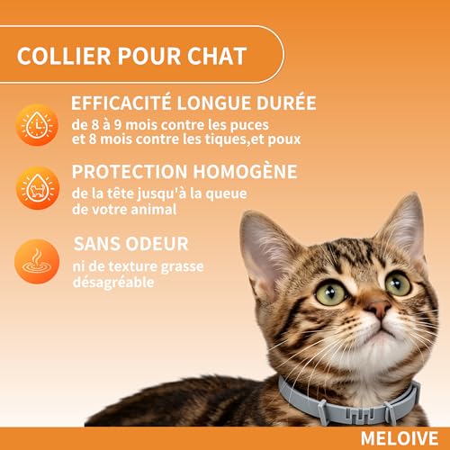 Detalle de Meloive Collier Antipuces et Anti-tiques pour Chats – 3 Pièces