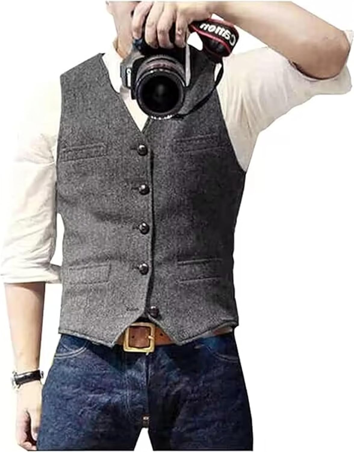 Thumbnail 6 de Solovedress Herren-Weste im Fischgrätmuster mit V-Ausschnitt für Hochzeit, Business & Alltag